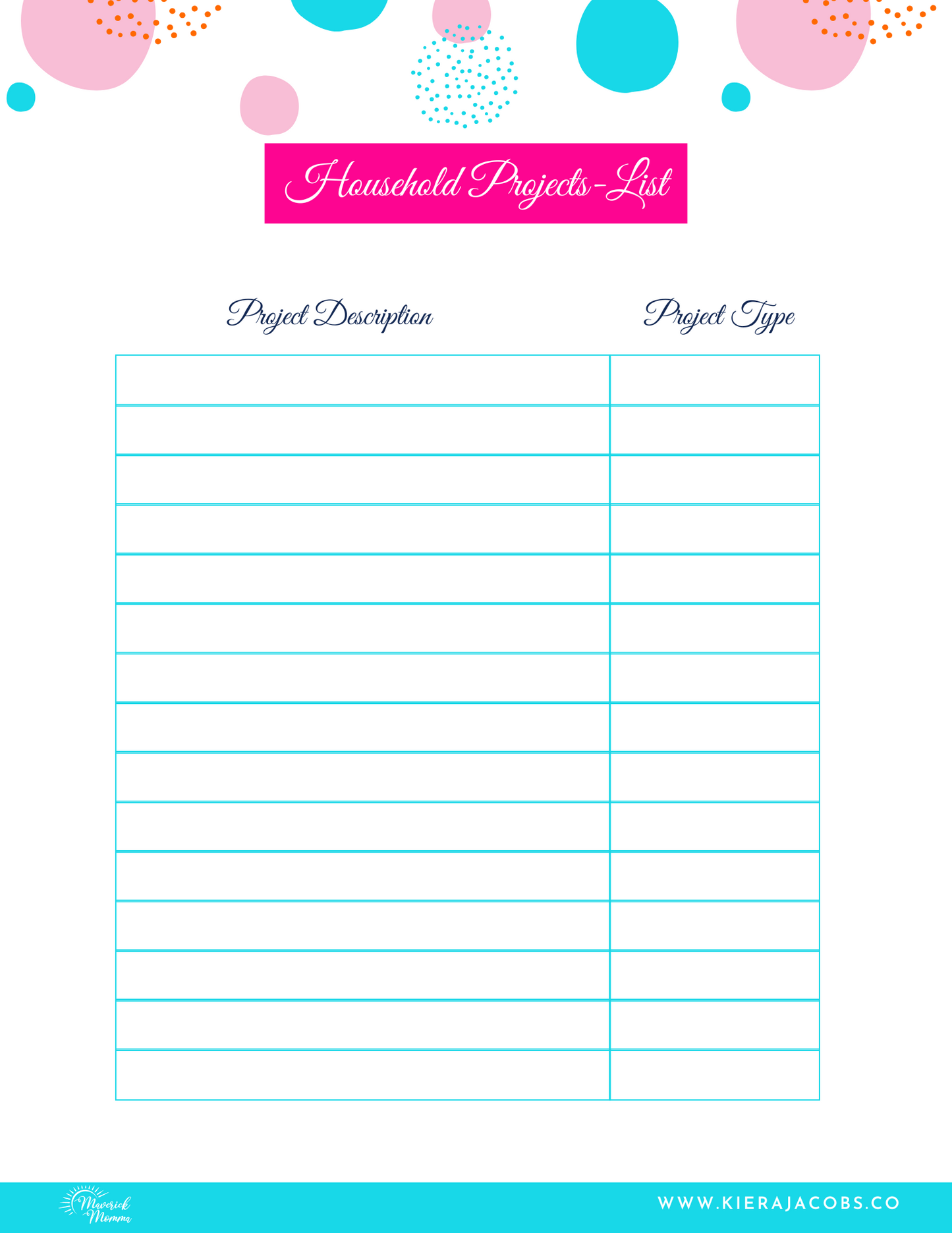 Home Project Management Planner Printable