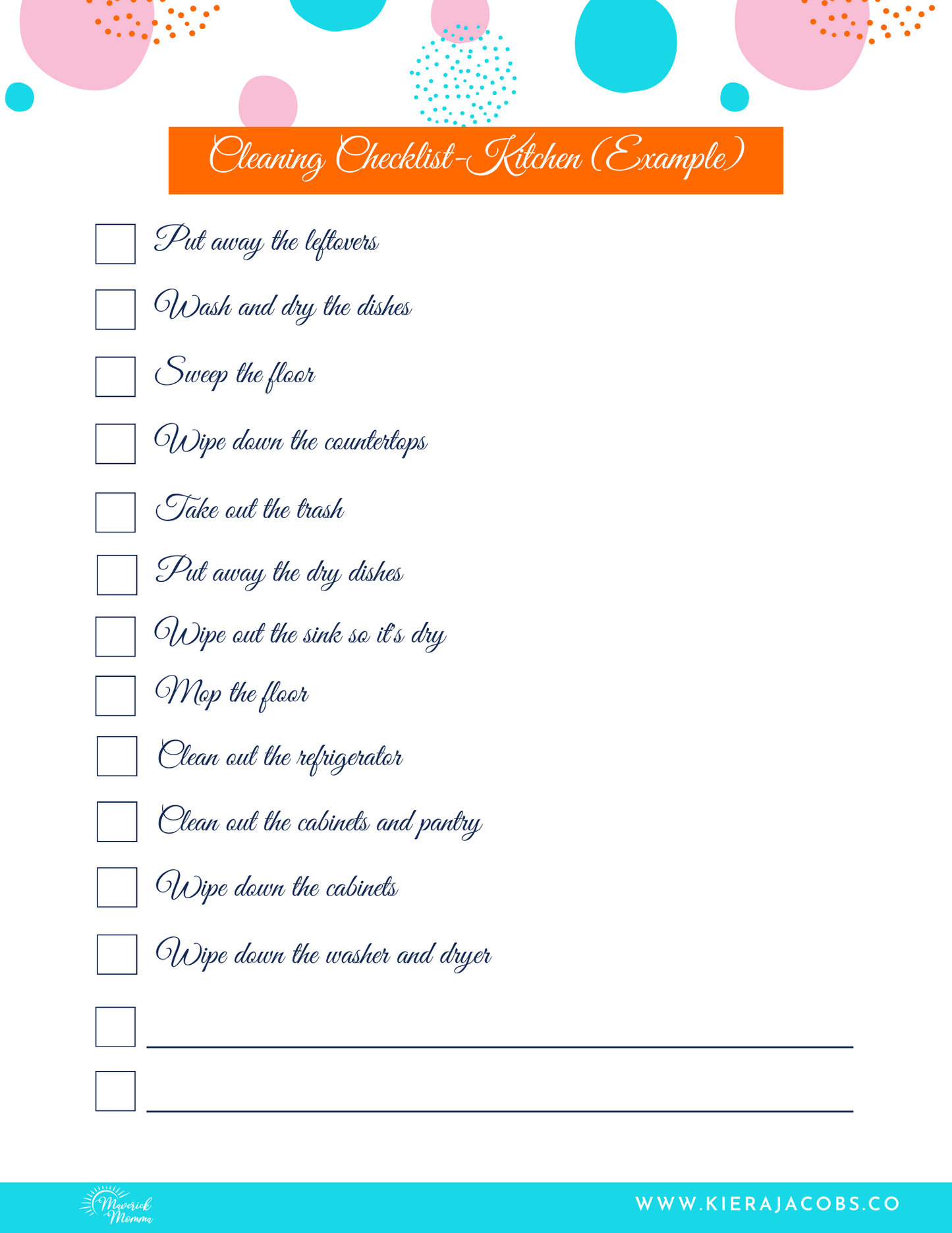 Household Cleaning Schedule Printable