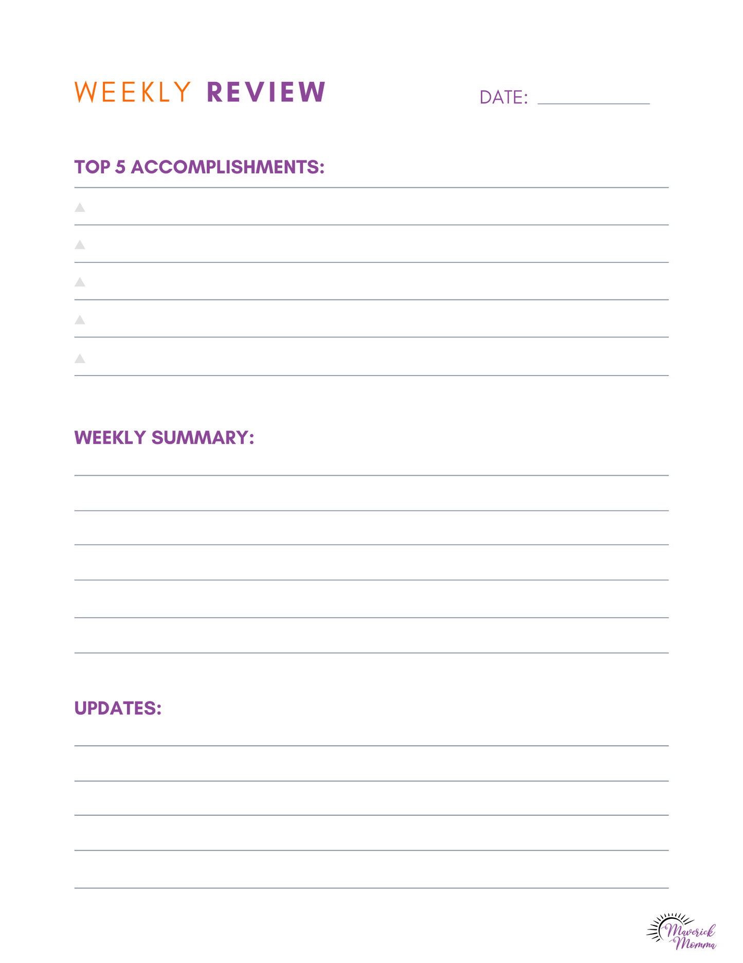 Weekly Productivity Review Printable