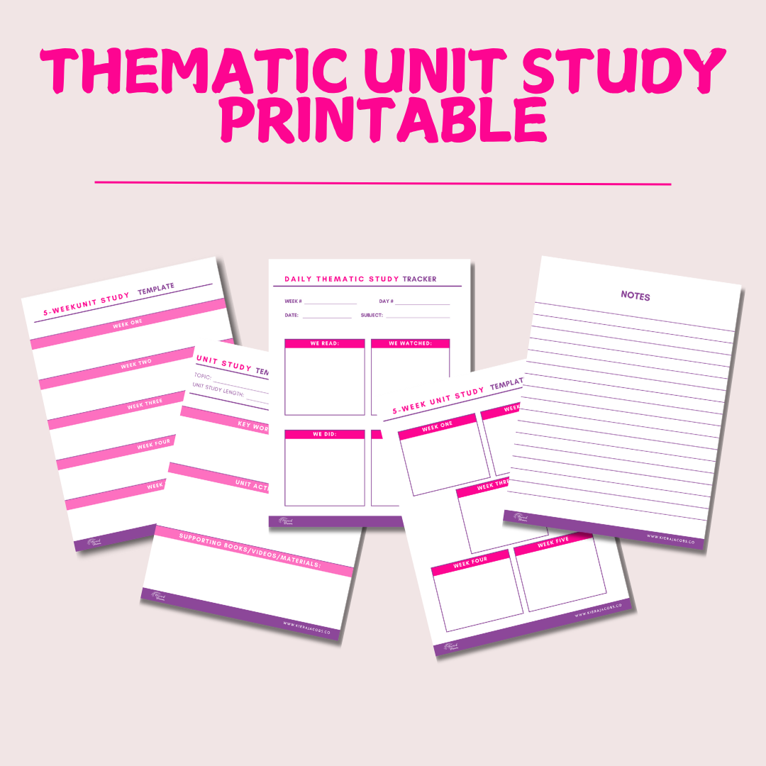 Thematic Unit Study Template Printable (Pink/Purple)