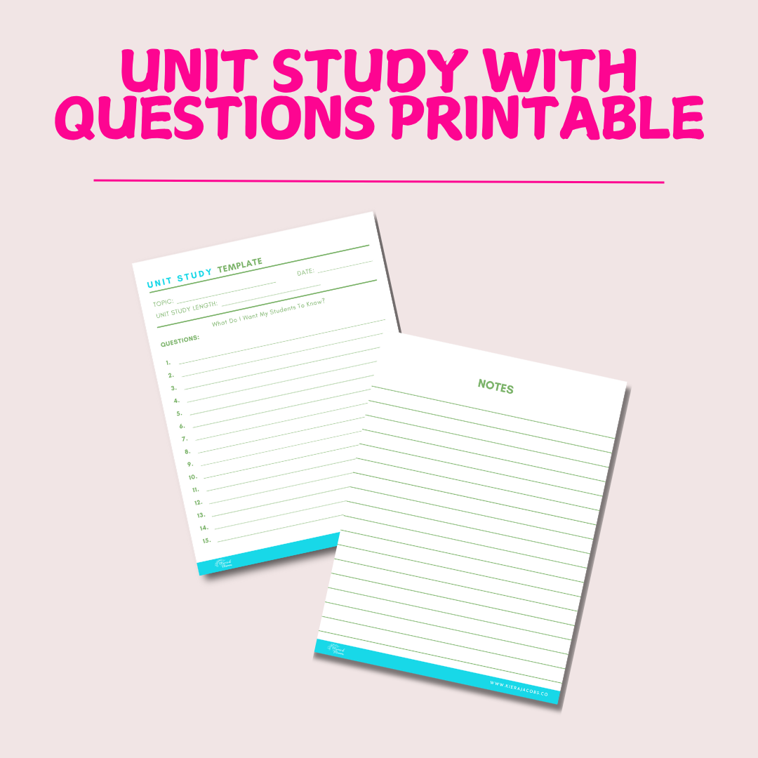 Unit Study with Questions Printable (Blue/Green)