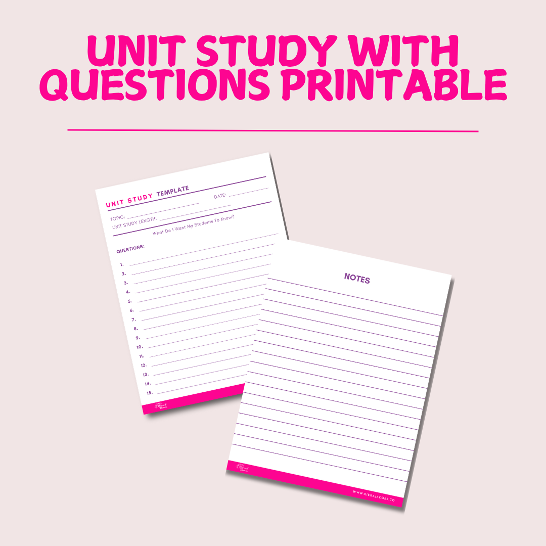 Unit Study with Questions Printable (Pink/Purple)