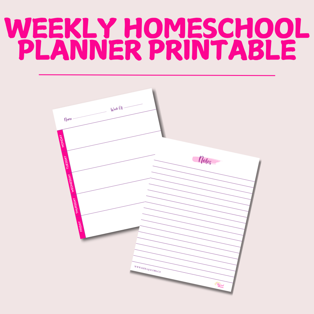 Weekly Homeschool Planner Printable (Pink/Purple)