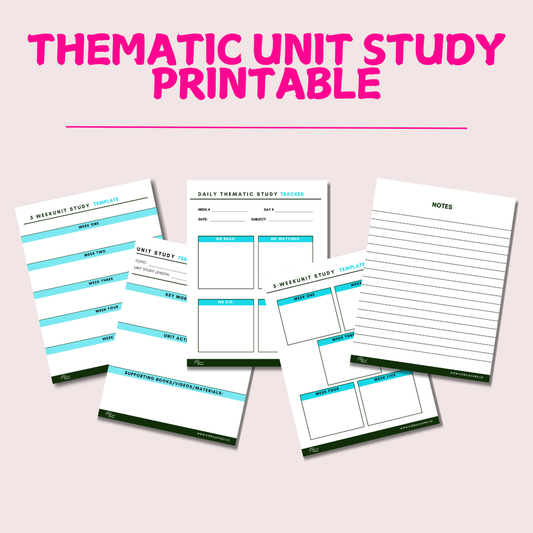 Thematic Unit Study Template Printable (Green/Blue)