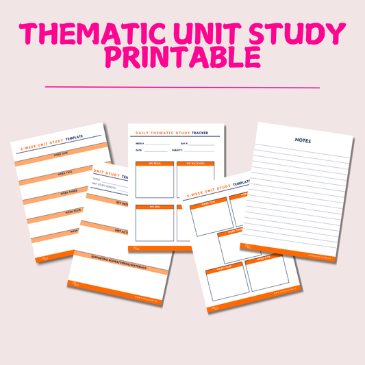 Thematic Unit Study Template Printable (Orange/Navy)