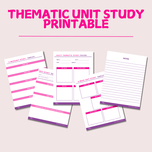Thematic Unit Study Template Printable (Pink/Purple)