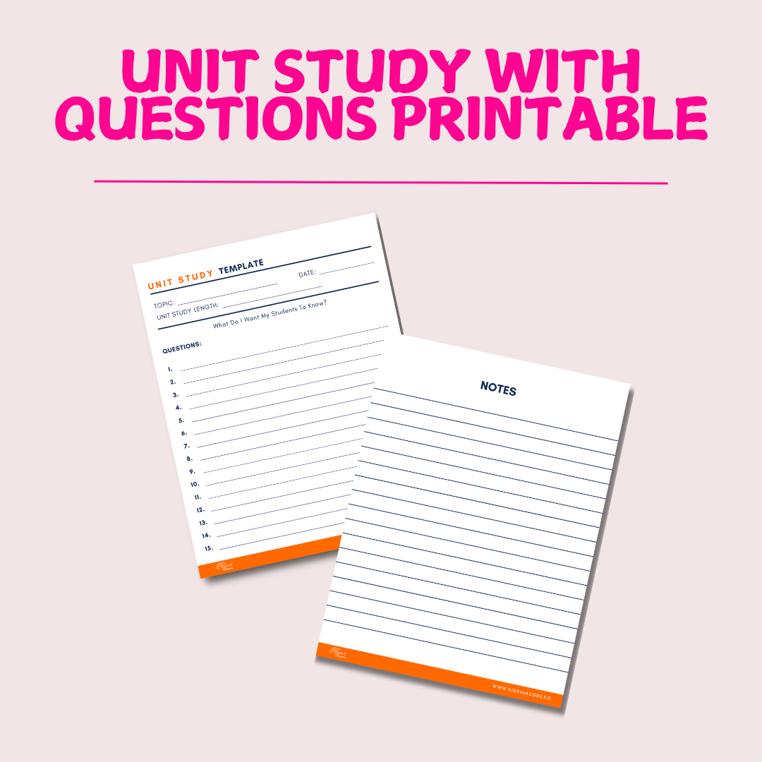 Unit Study with Questions Printable (Orange/Navy)