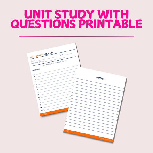 Unit Study with Questions Printable (Orange/Navy)