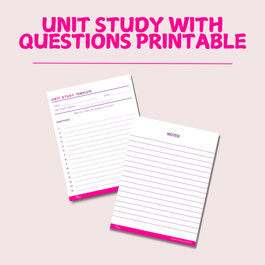 Unit Study with Questions Printable (Pink/Purple)