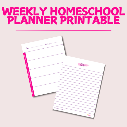 Weekly Homeschool Planner Printable (Pink/Purple)