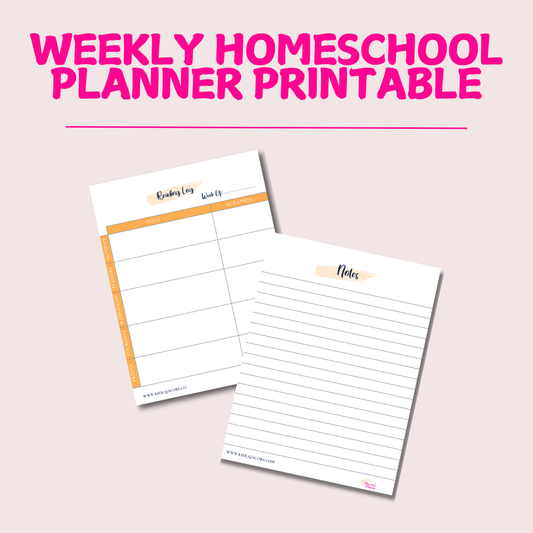 Weekly Homeschool Planner Printable (Orange/Navy)